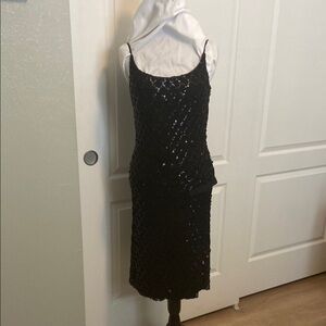 Black Sequin Spaghetti Strap Midi Dress